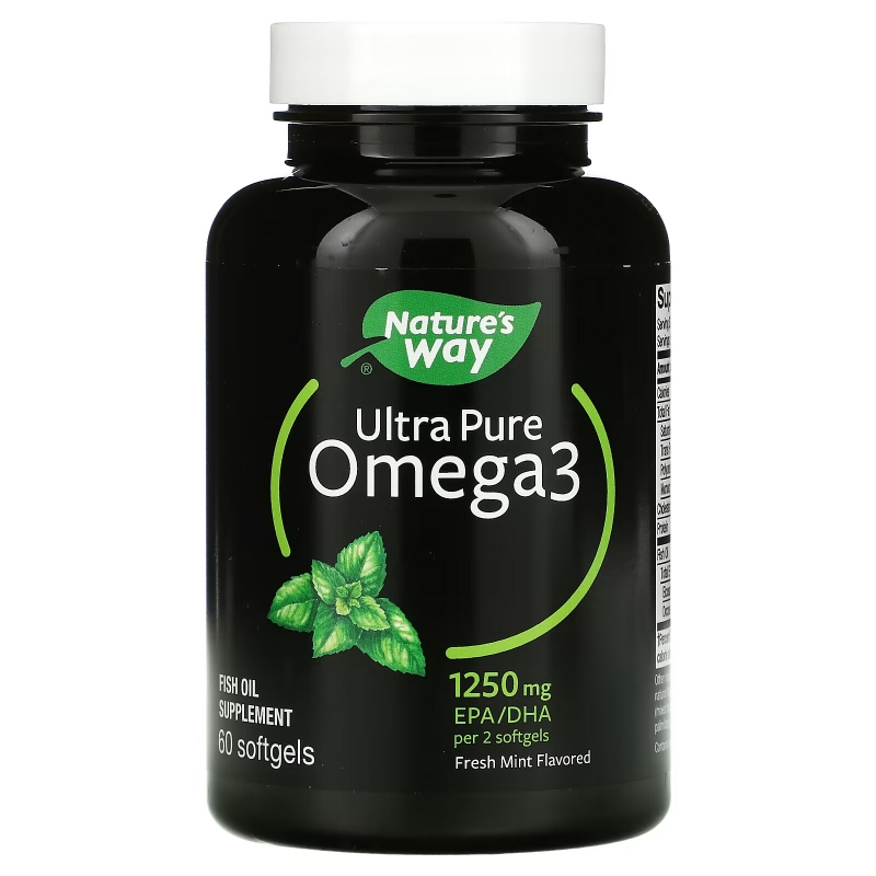 Nature's Way, Ultra Pure Omega3, Fresh Mint, 625 mg, 60 Softgels