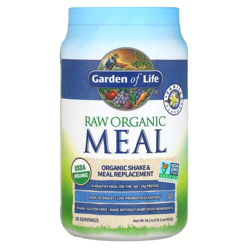 Garden of Life Raw Meal органическая формула – заменитель пищи со вкусом ванили 25 фунта (11 кг)