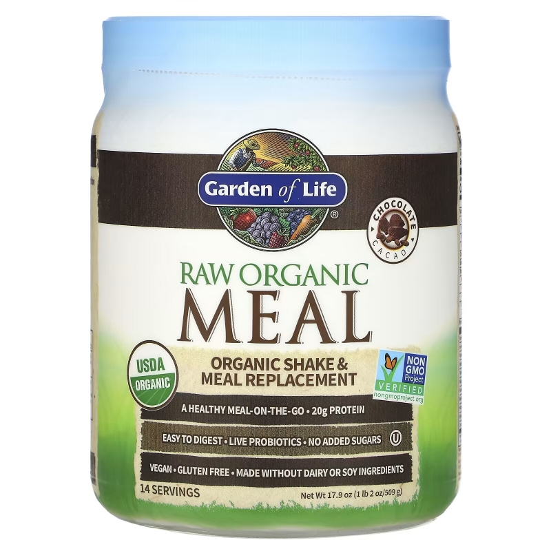 Garden of Life RAW Meal натуральный заменитель пищи или закуски с шоколадным какао 1.34 фунта (606 г)