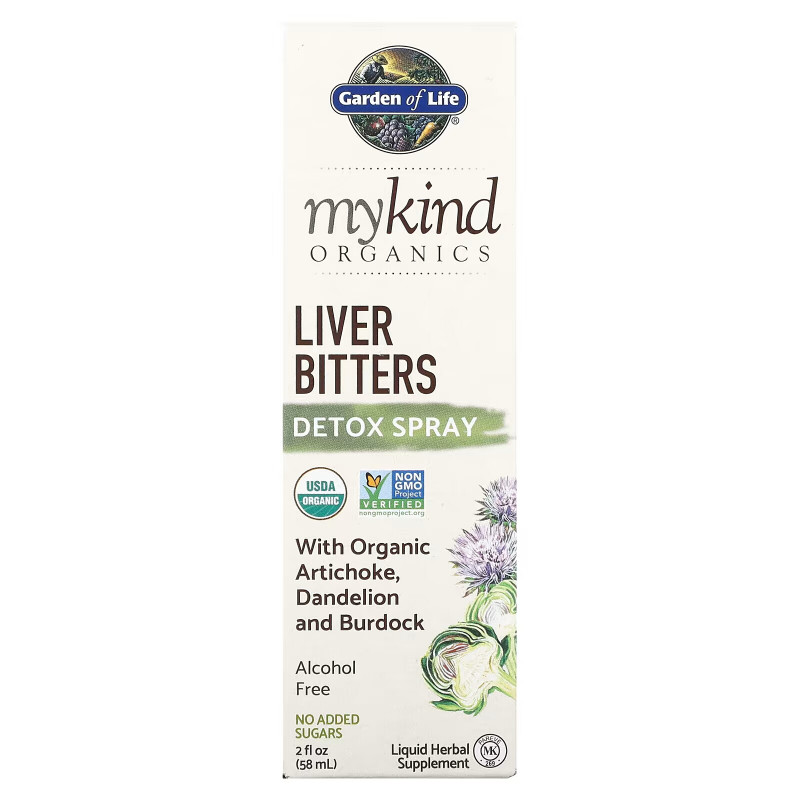 Garden of Life, MyKind Organics, Liver Bitters Detox Spray, Alcohol Free, 2 fl oz (58 ml)
