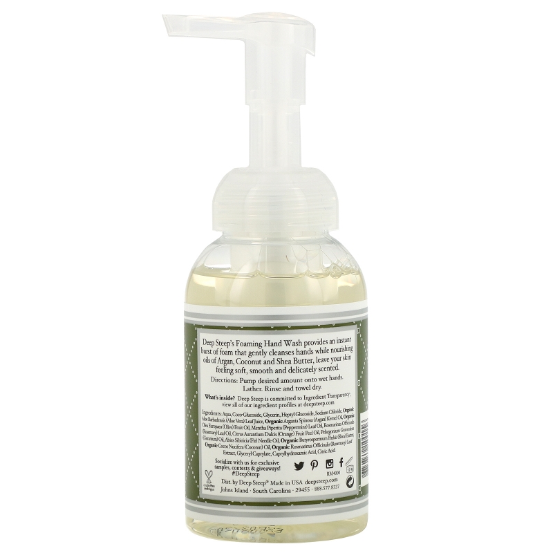 Deep Steep Пенящееся средство для мытья рук розмарин - мята, для очищения и питания кожи,  8 жидких унций (237 мл)