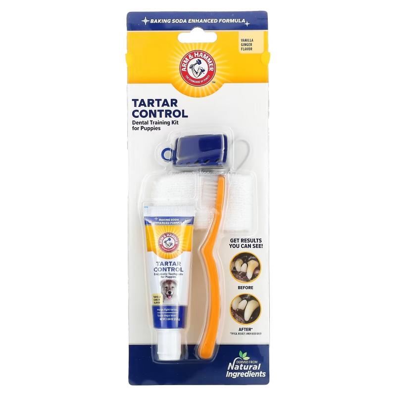 Arm & Hammer, Tartar Control, Dental Training Kit for Puppies, Vanilla Ginger, 4 Piece Kit