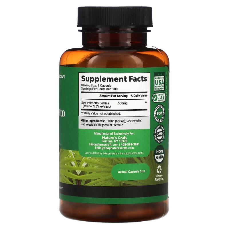 Natures Craft, Saw Palmetto, 500 mg, 100 Capsules