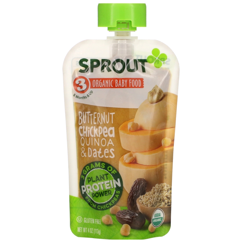 Sprout Organic, Детское питание, Этап 3, Мускатная тыква, нут, киноа, финики, 4 унц. (113 г)