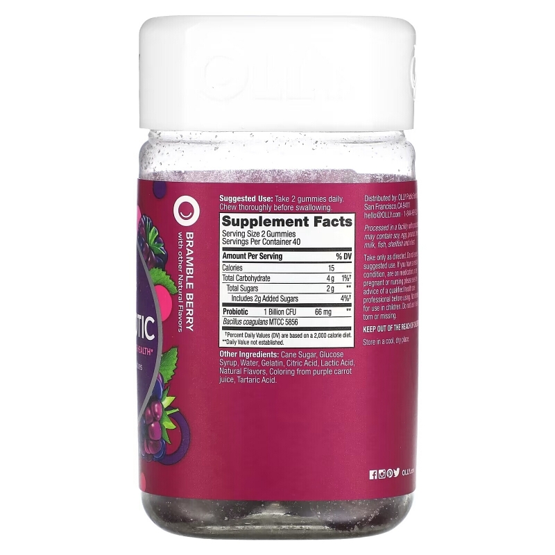 OLLY, Probiotic, Bramble Berry, 1 Billion Live Cultures, 80 Gummies